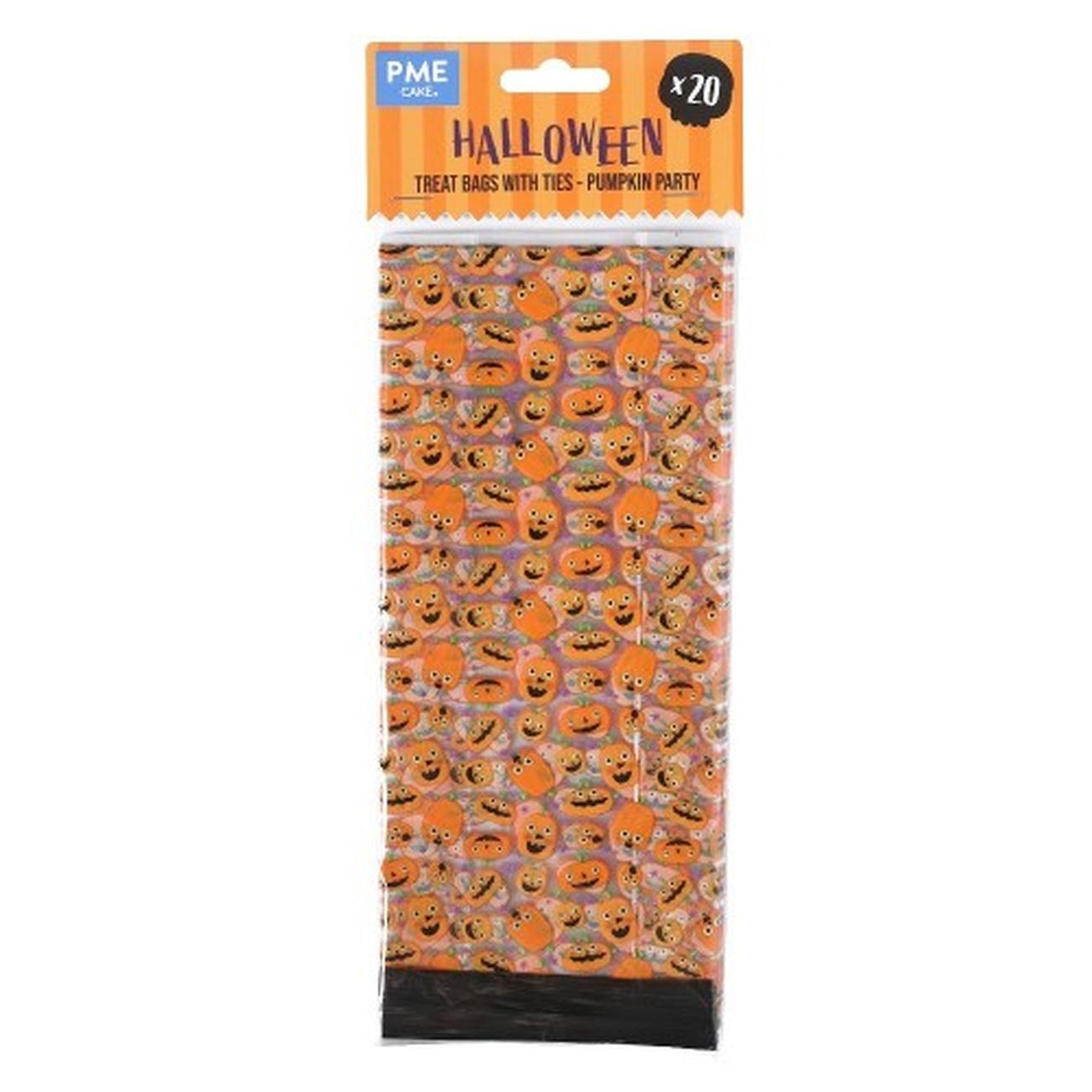 pme-halloween-pumpkin-plastic-treat-bags-20 - PME Halloween Pumpkin Party 20 Plastic Treat Bags
