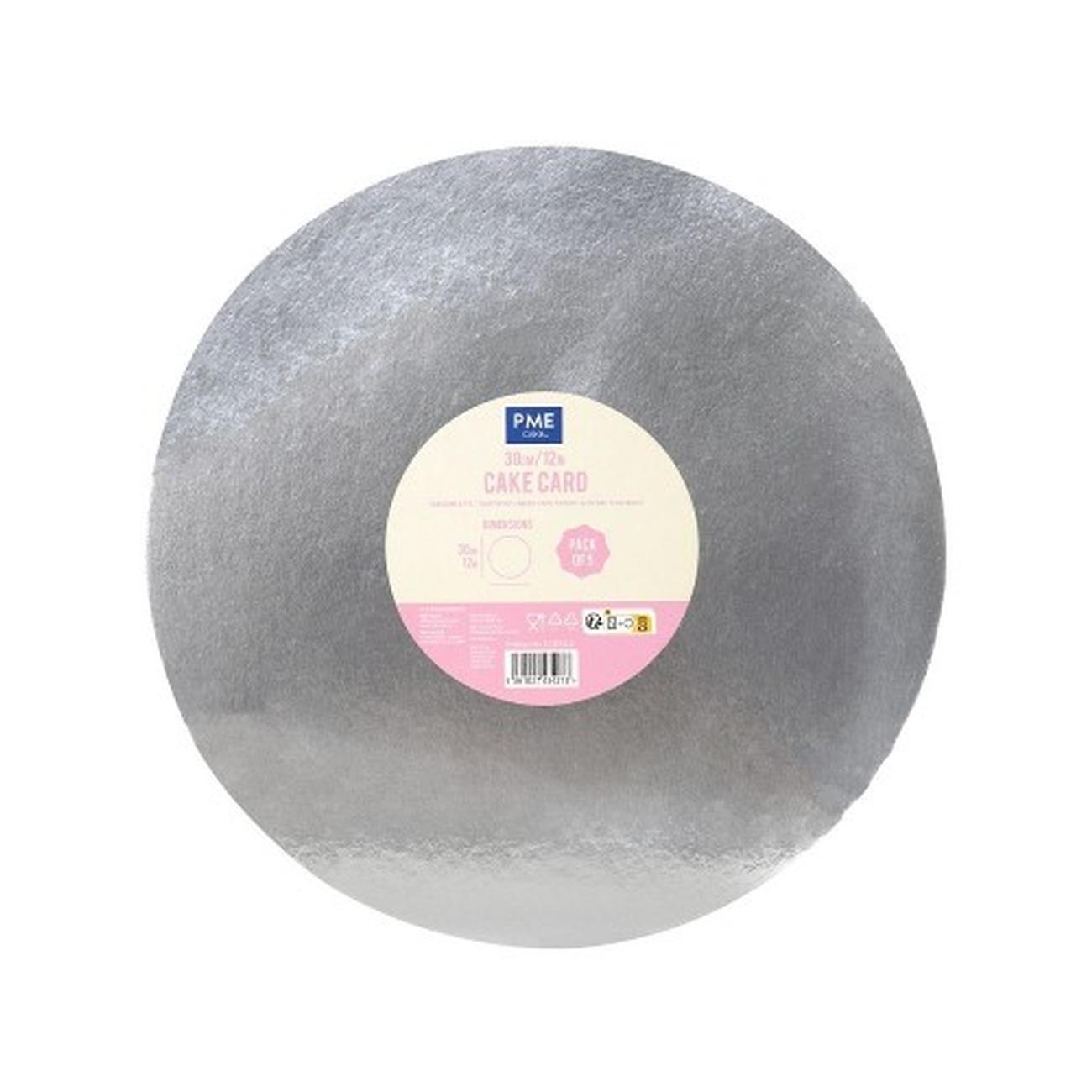 pme-pack-of-5-round-cake-cards-silver-12in-30cm - PME Silver Round Cake Cards Pack of 5 30cm
