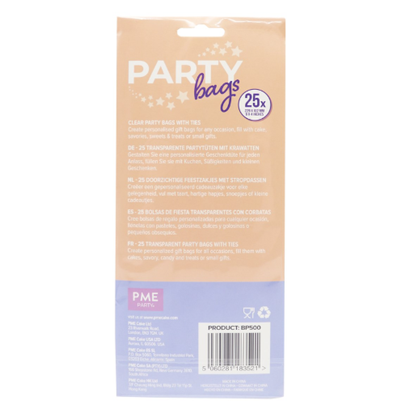 pme-party-bags-silver-ties-25pk - PME Party Bags With Silver Ties 25pk