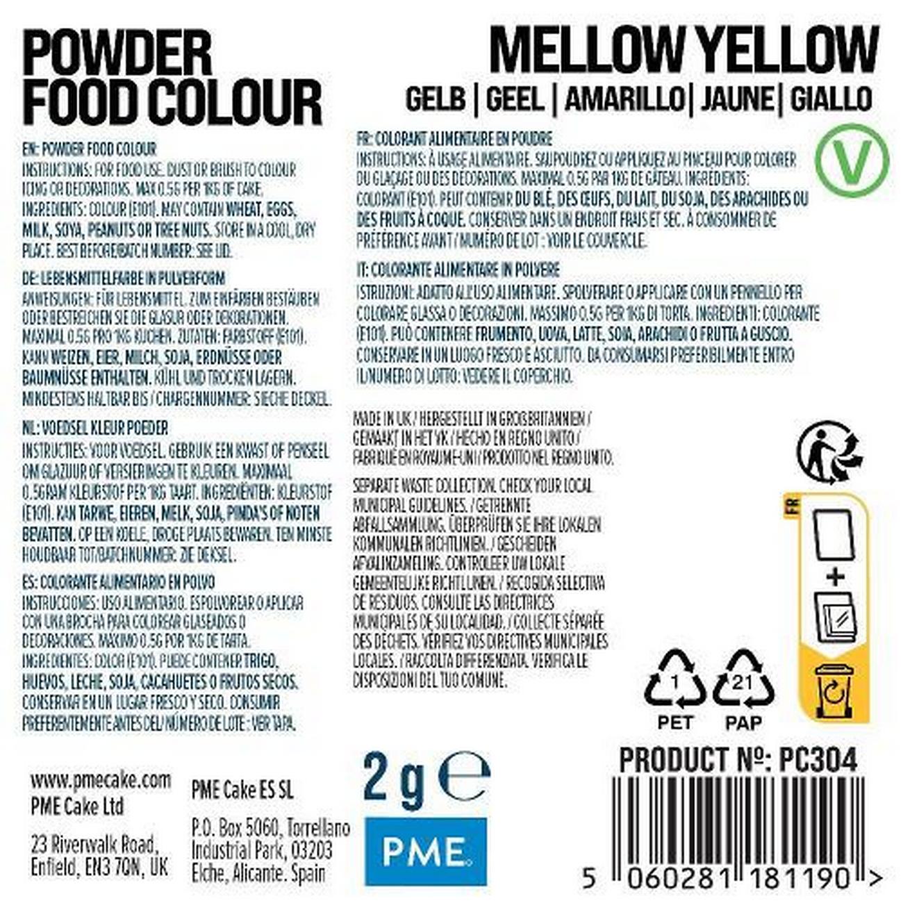 pme-powder-colour-mellow-yellow-2g - PME Powder Colour Mellow Yellow 2g 
