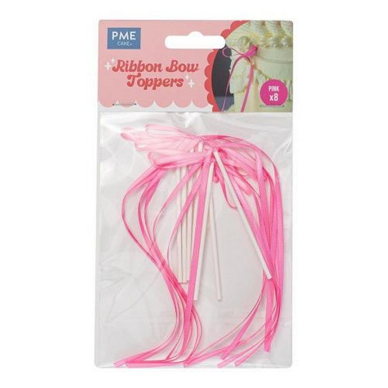 pme-ribbon-bow-cake-toppers-pink-pack-of-8 - PME Ribbon Bow Cake Toppers Pink Pack of 8