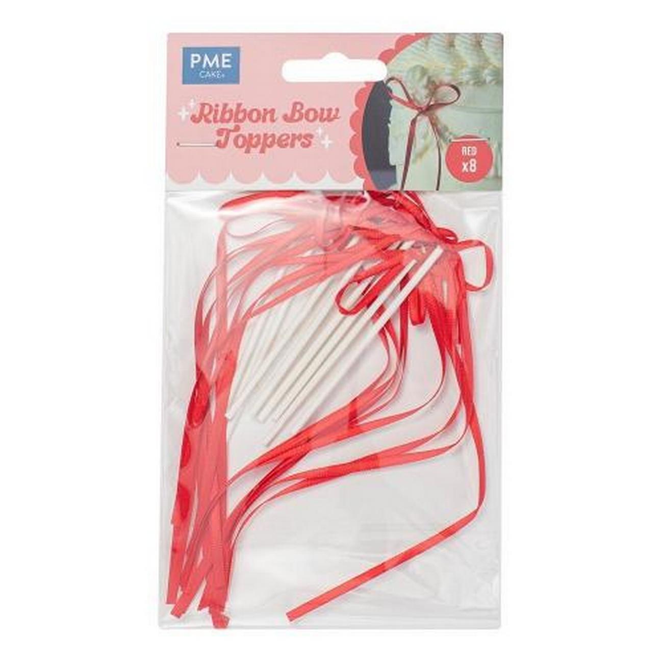 pme-ribbon-bow-cake-toppers-red-pack-of-8 - PME Ribbon Bow Cake Toppers Red Pack of 8