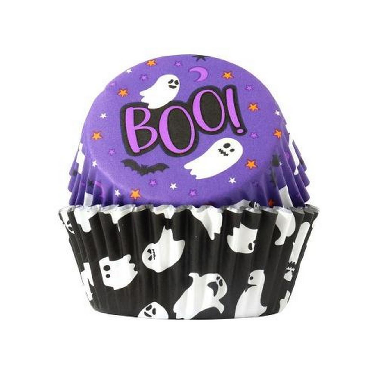 pme-spooky-ghosts-halloween-foil-line-cupcake-cases-60pk - PME Spooky Ghosts Halloween Foil-lined Cupcake Cases 60pk
