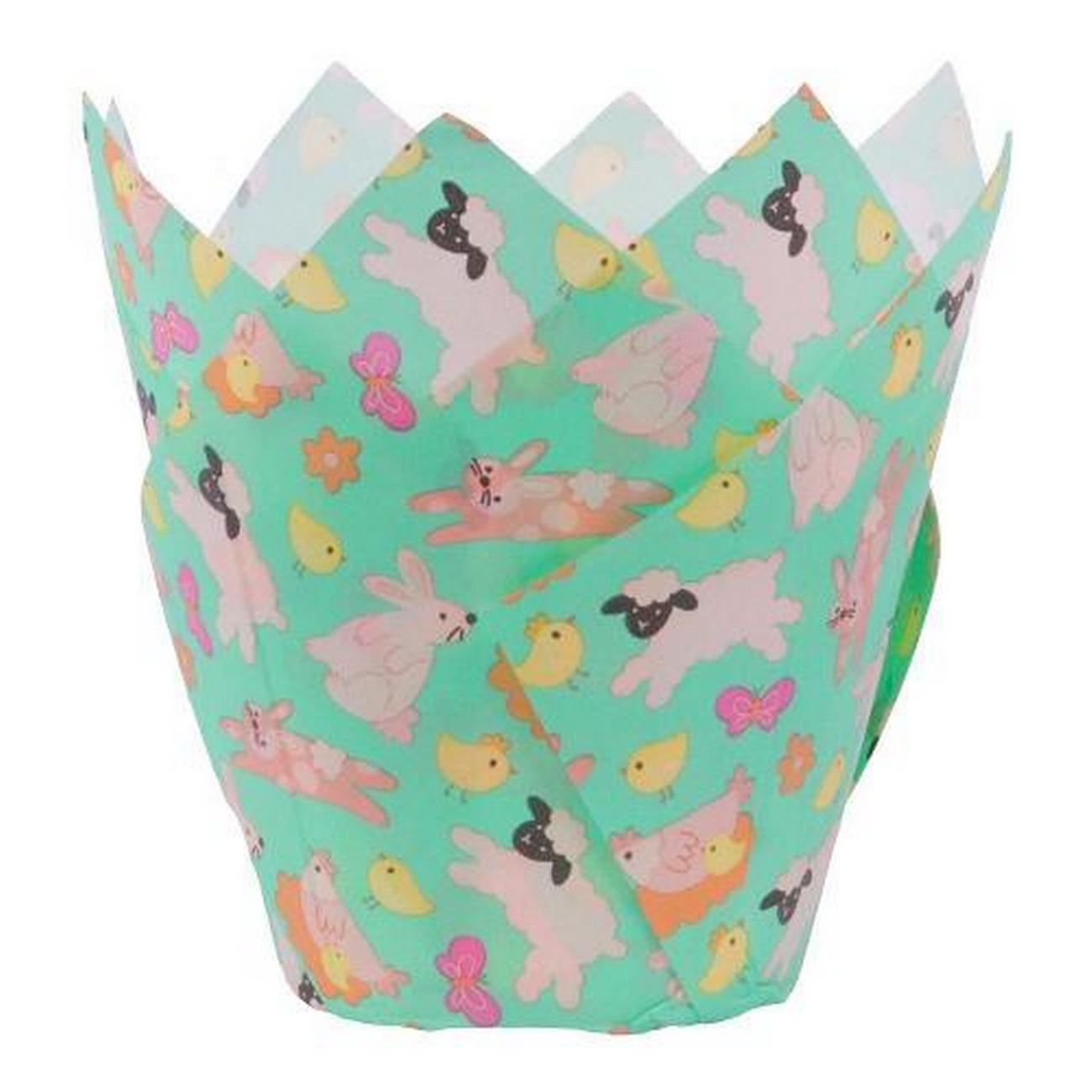 pme-tulip-muffin-cases-easter-animals-24pk - PME Easter Tulip Muffin Cases Easter Animals 