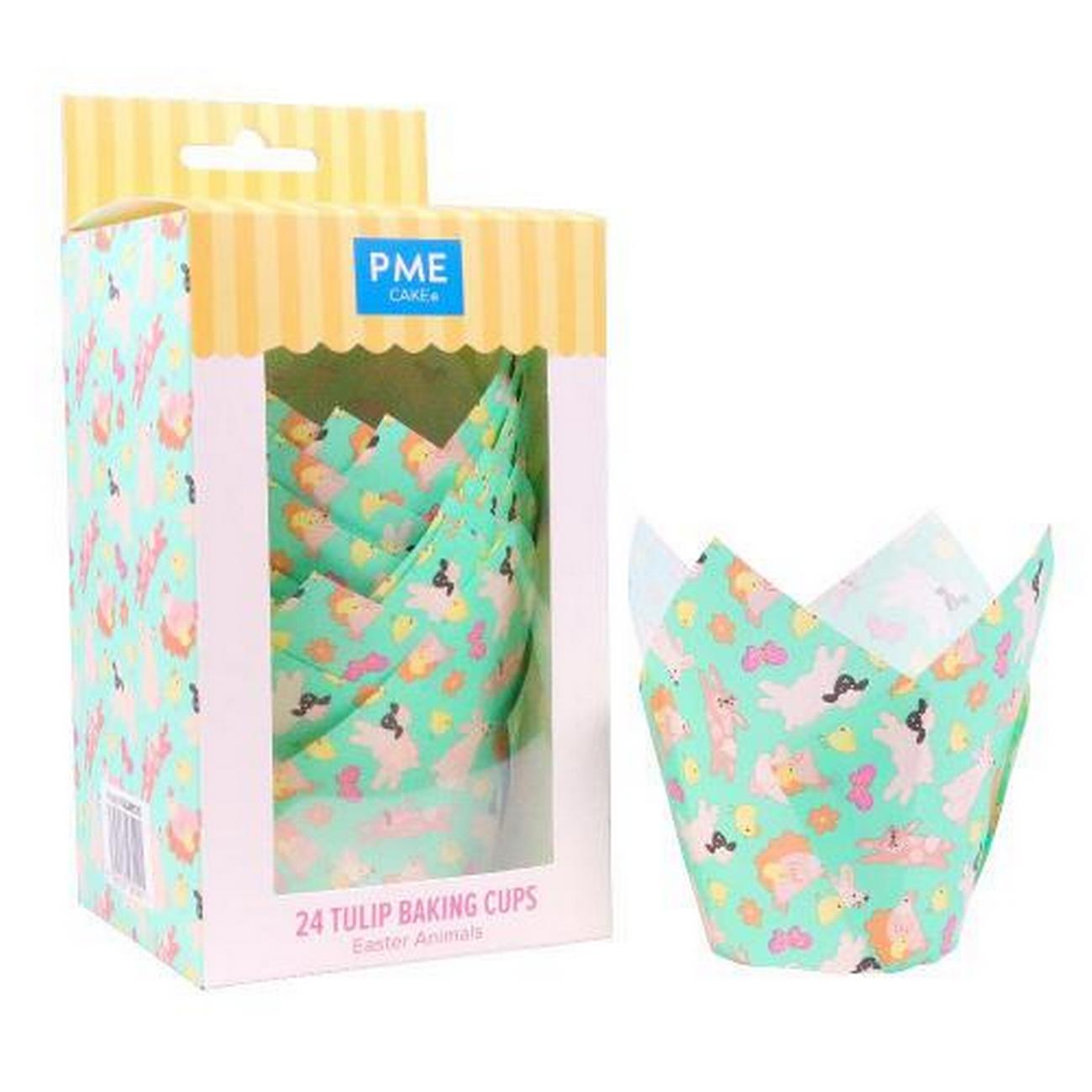 pme-tulip-muffin-cases-easter-animals-24pk - PME Easter Tulip Muffin Cases Easter Animals 