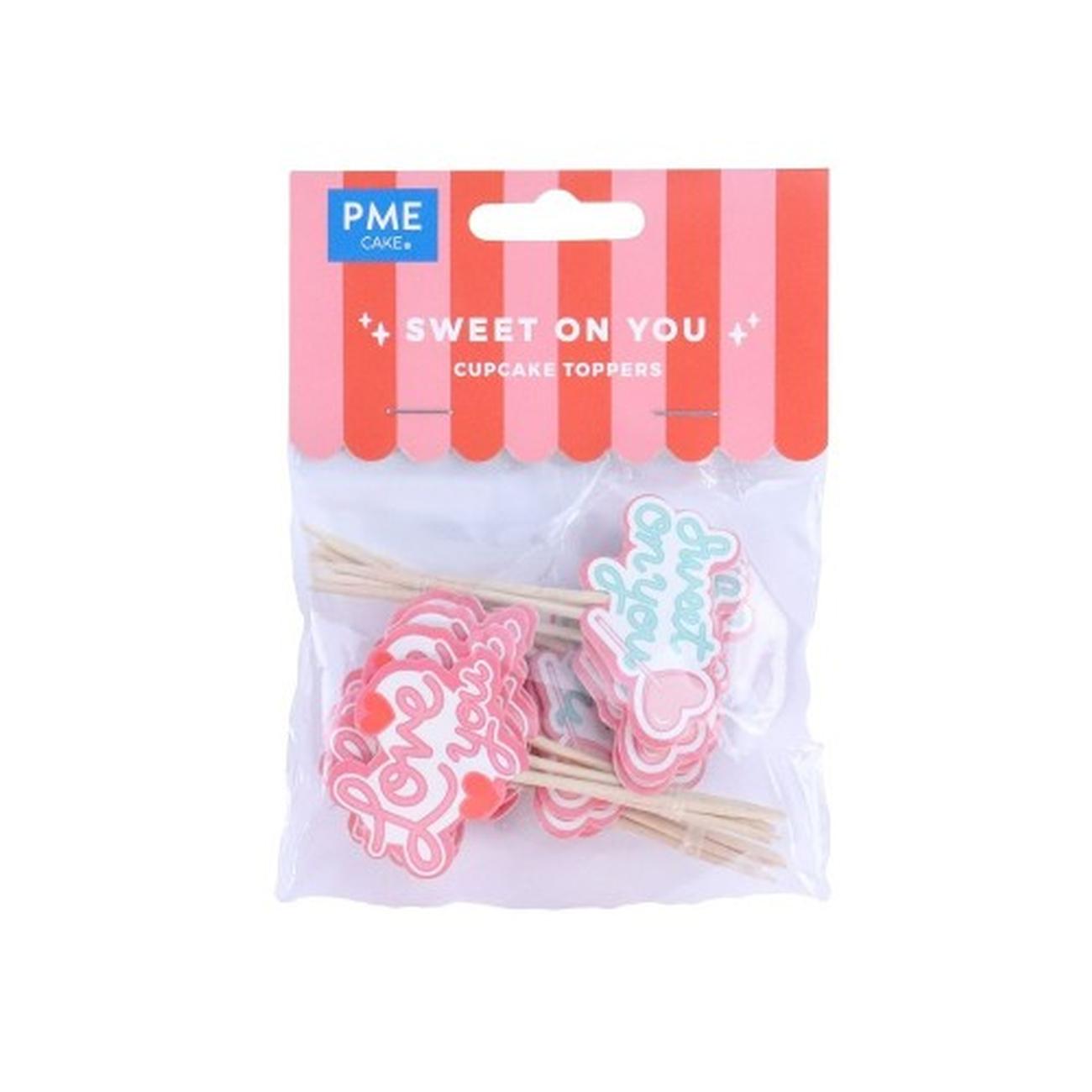 pme-valentines-cupcake-toppers-sweet-on-you - PME Valentines Cupcake Toppers Sweet On You Set of 24