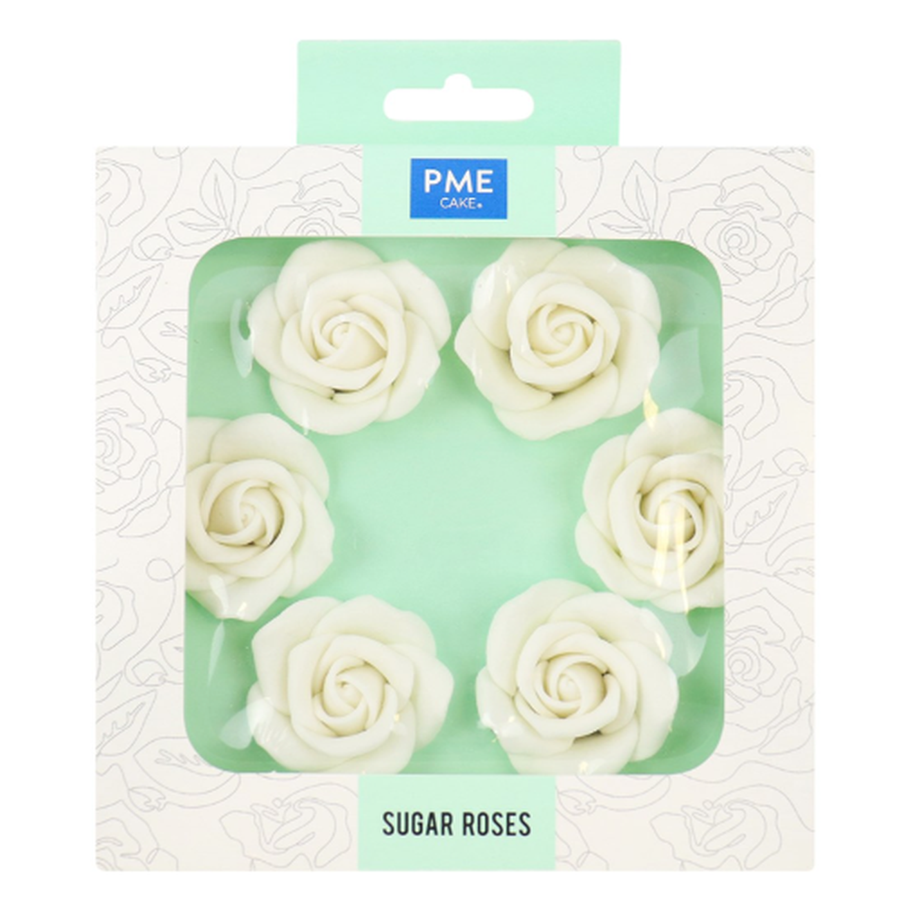 pme-white-sugar-roses-set6-45mm - PME White Sugar Roses Set of 6 