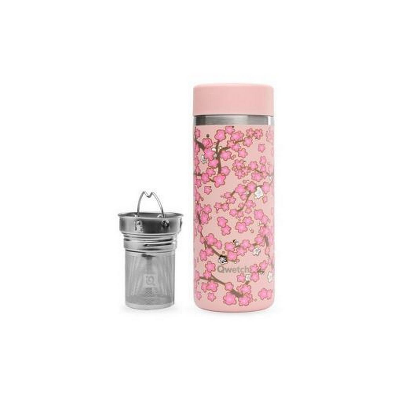 qwetch-insulated-teamug-with-filter-flowers-pastel-rose-400ml - Qwetch Insulated Teamug with Filter Flowers Pastel Rose 400ml 