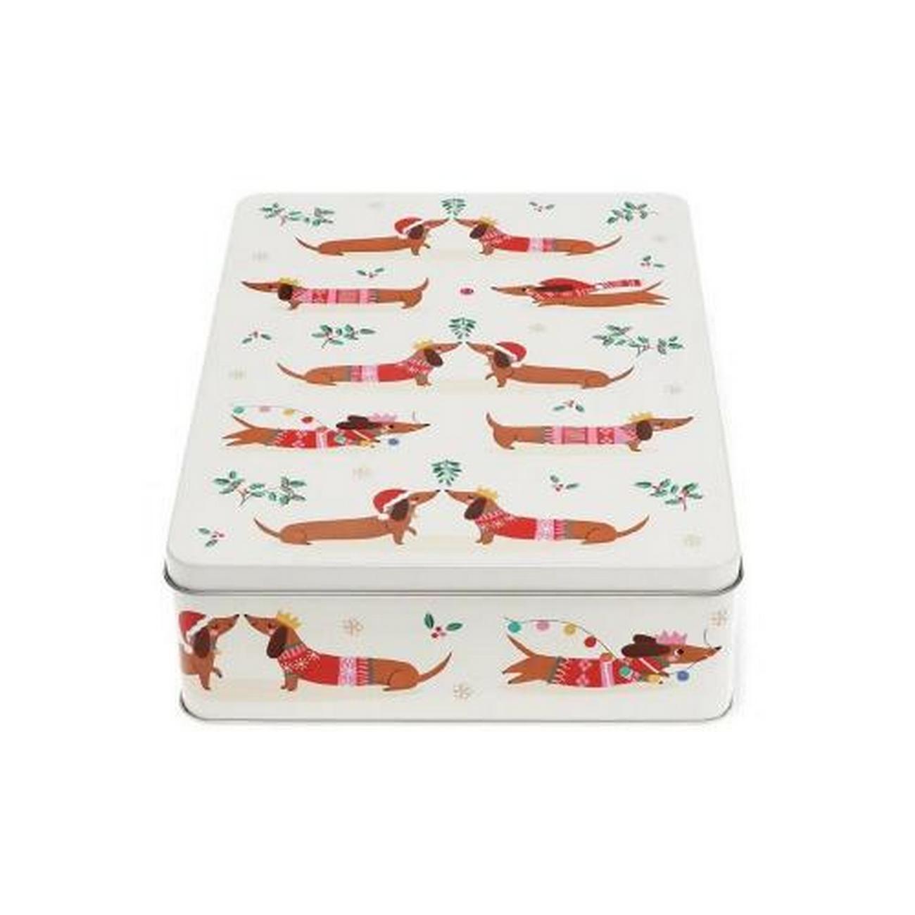 rex-festive-sausage-dog-storage-tin - Rex Festive Sausage Dog Storage Tin
