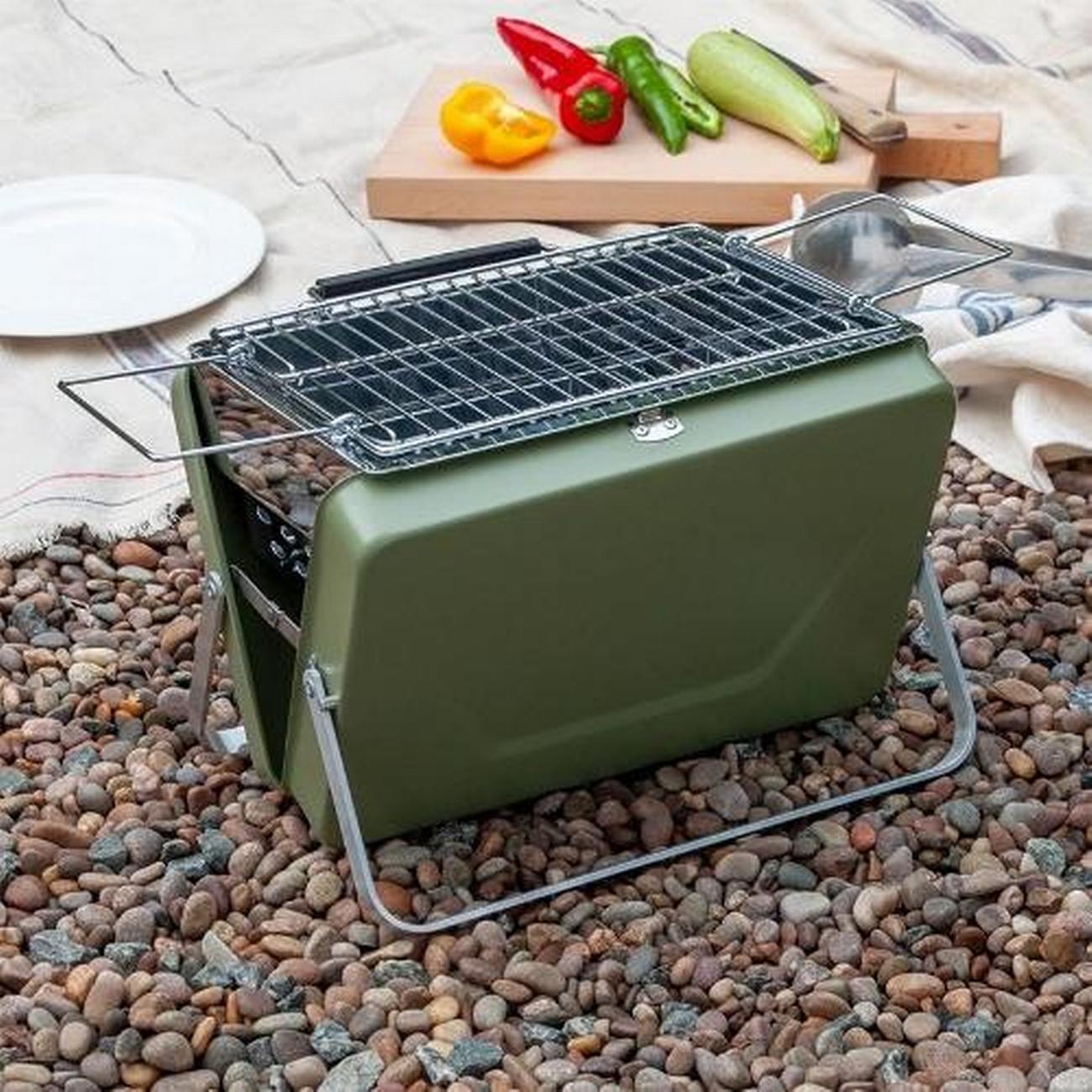 rex-portable-suitcase-bbq-khaki-green - Rex Portable Suitcase BBQ Khaki Green