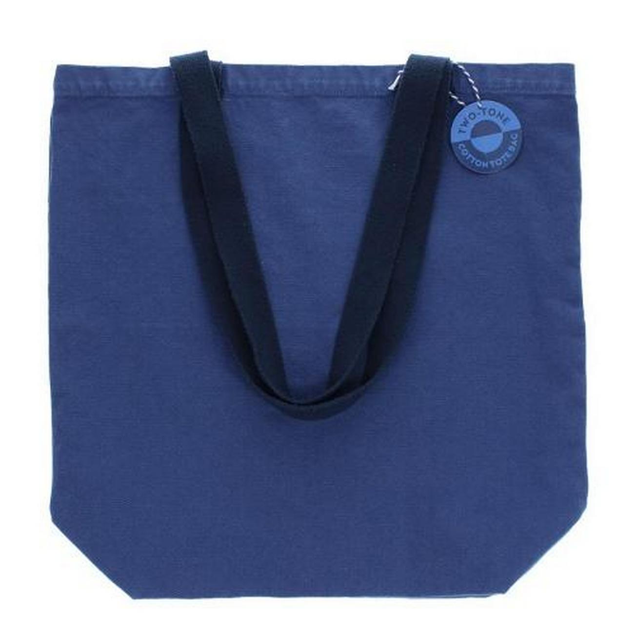 rex-two-tone-cotton-tote-bag - Rex Two-Tone Cotton Tote Bag Indigo Blue