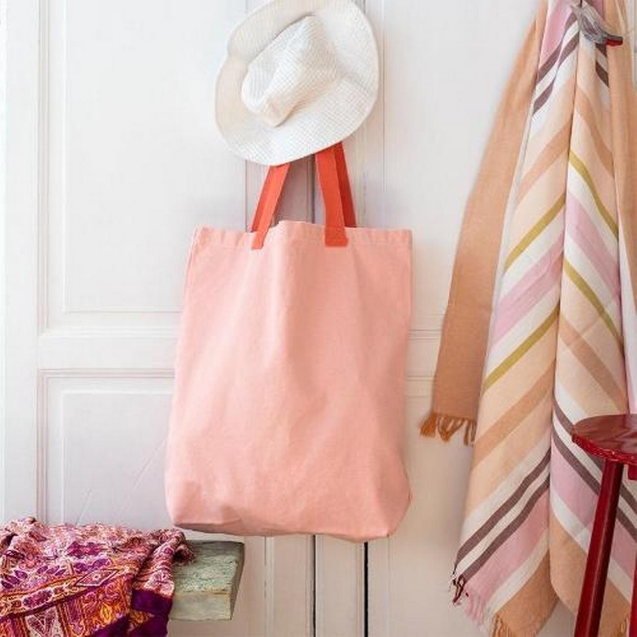 rex-two-tone-cotton-tote-bag-pink - Rex Two-Tone Cotton Tote Bag Pink