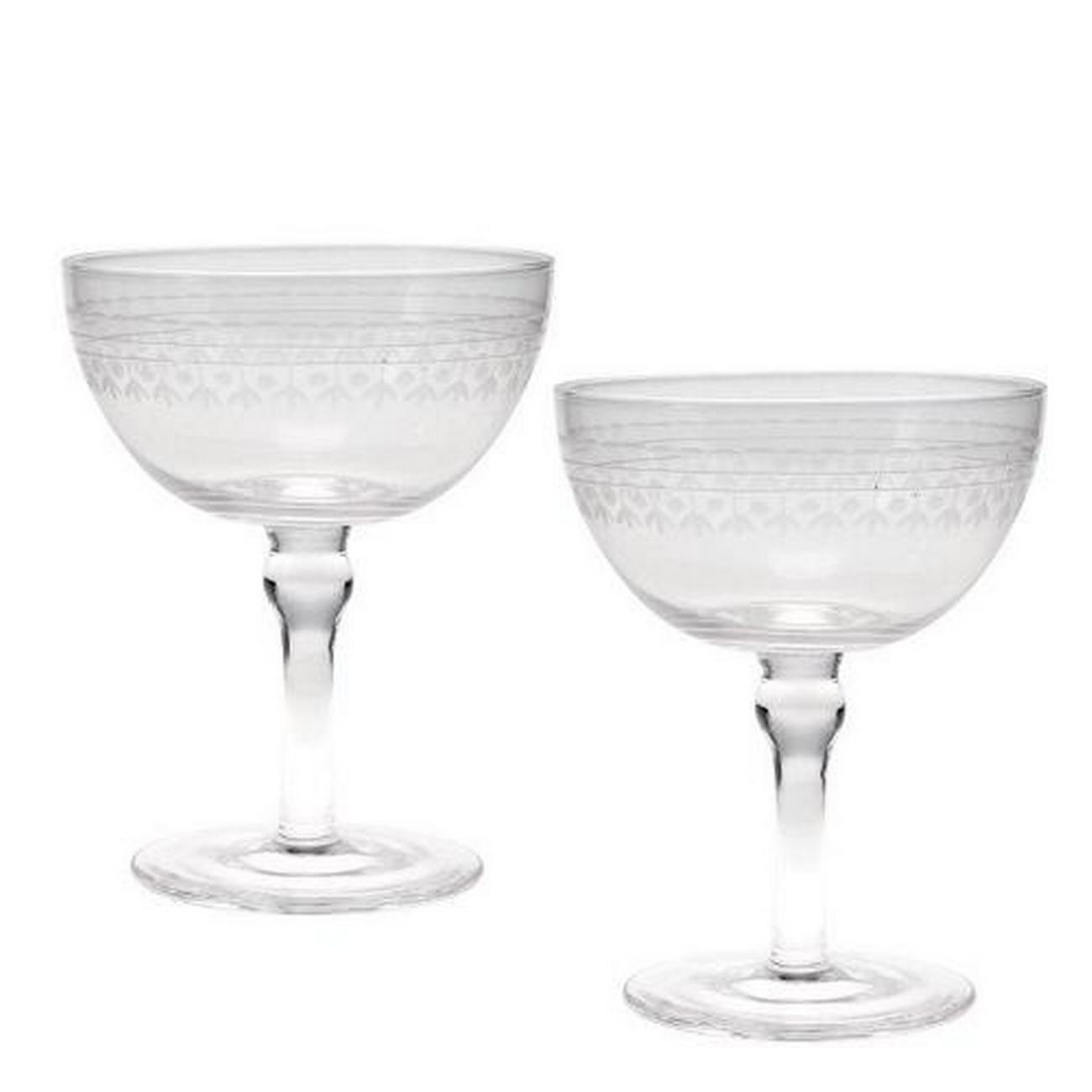 rex-vintage-etched-coupe-glasses-set-of-2 - Rex Vintage Etched Coupe Glasses Set of 2