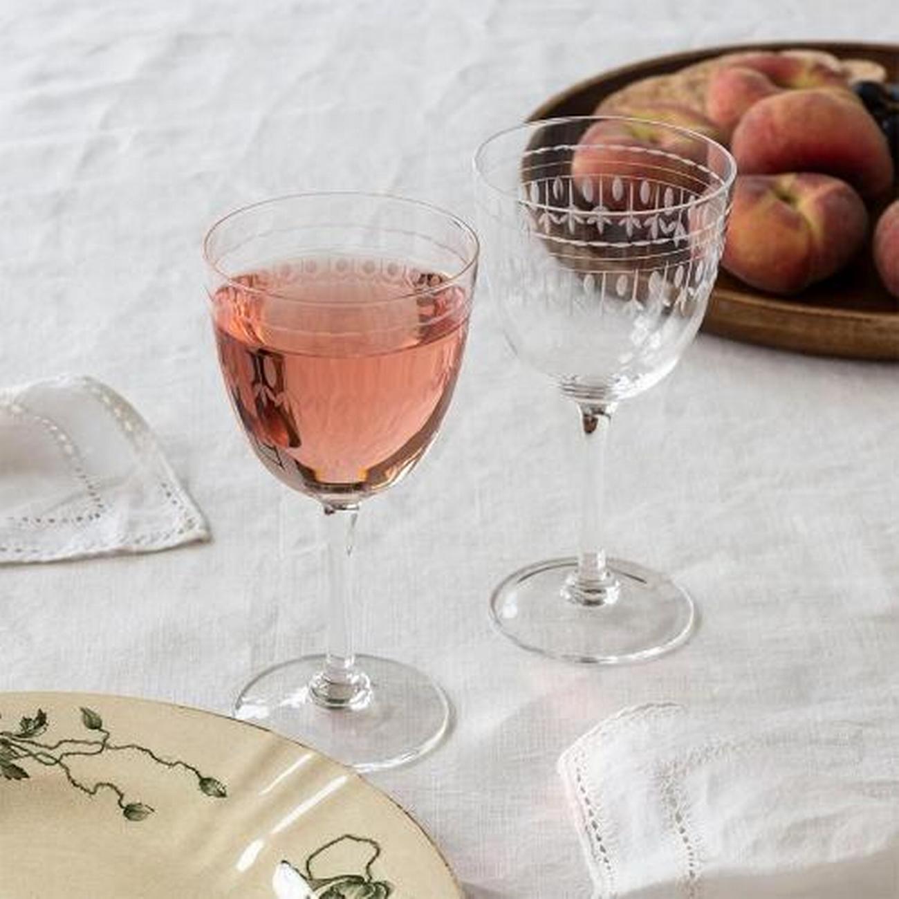 rex-vintage-etched-wine-glasses-set-of-2 - Rex Vintage Etched Wine Glasses Set of 2