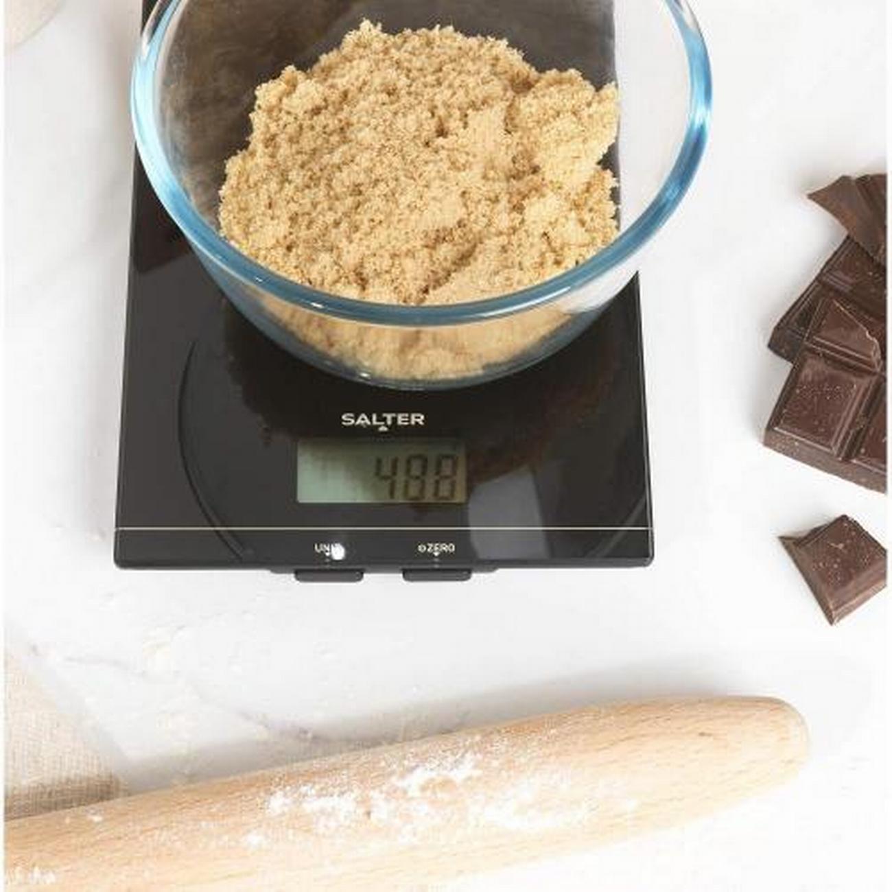 salter-kuro-glass-digital-kitchen-scale-black - Salter Kuro Glass Digital Kitchen Scale Black