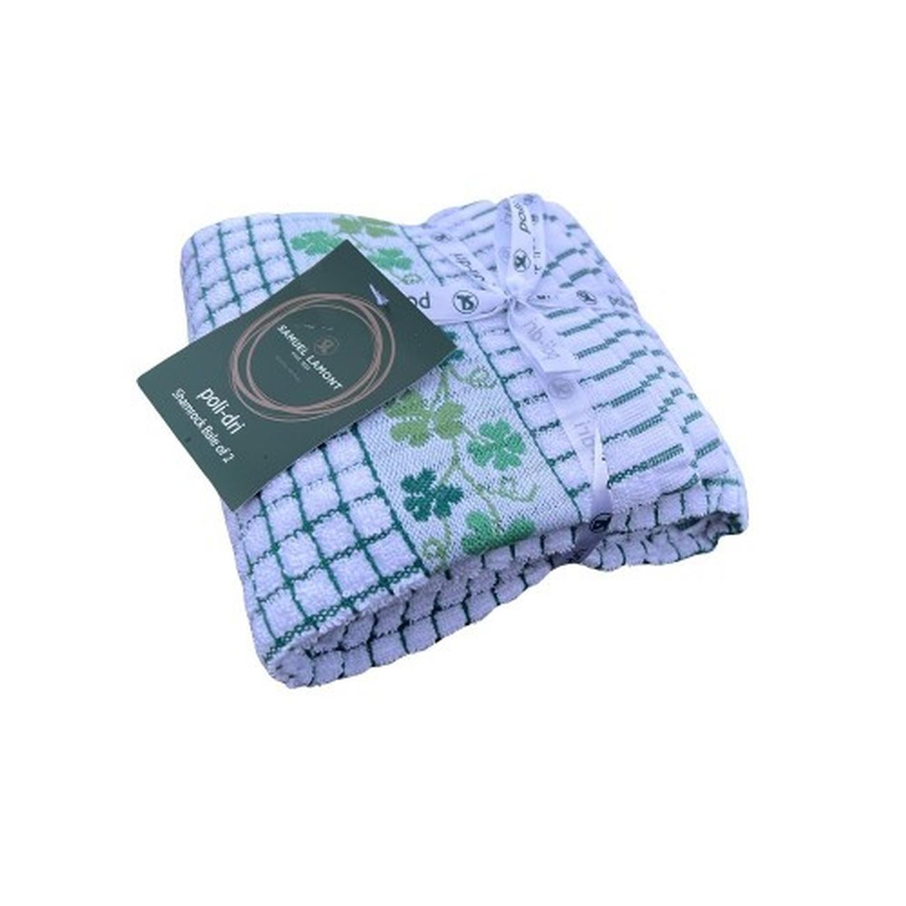 sam-polidri-tea-towel-shamrock-2-pcs - Samuel Lamont Poli Dri Tea Towel Green Shamrock 2 Pcs