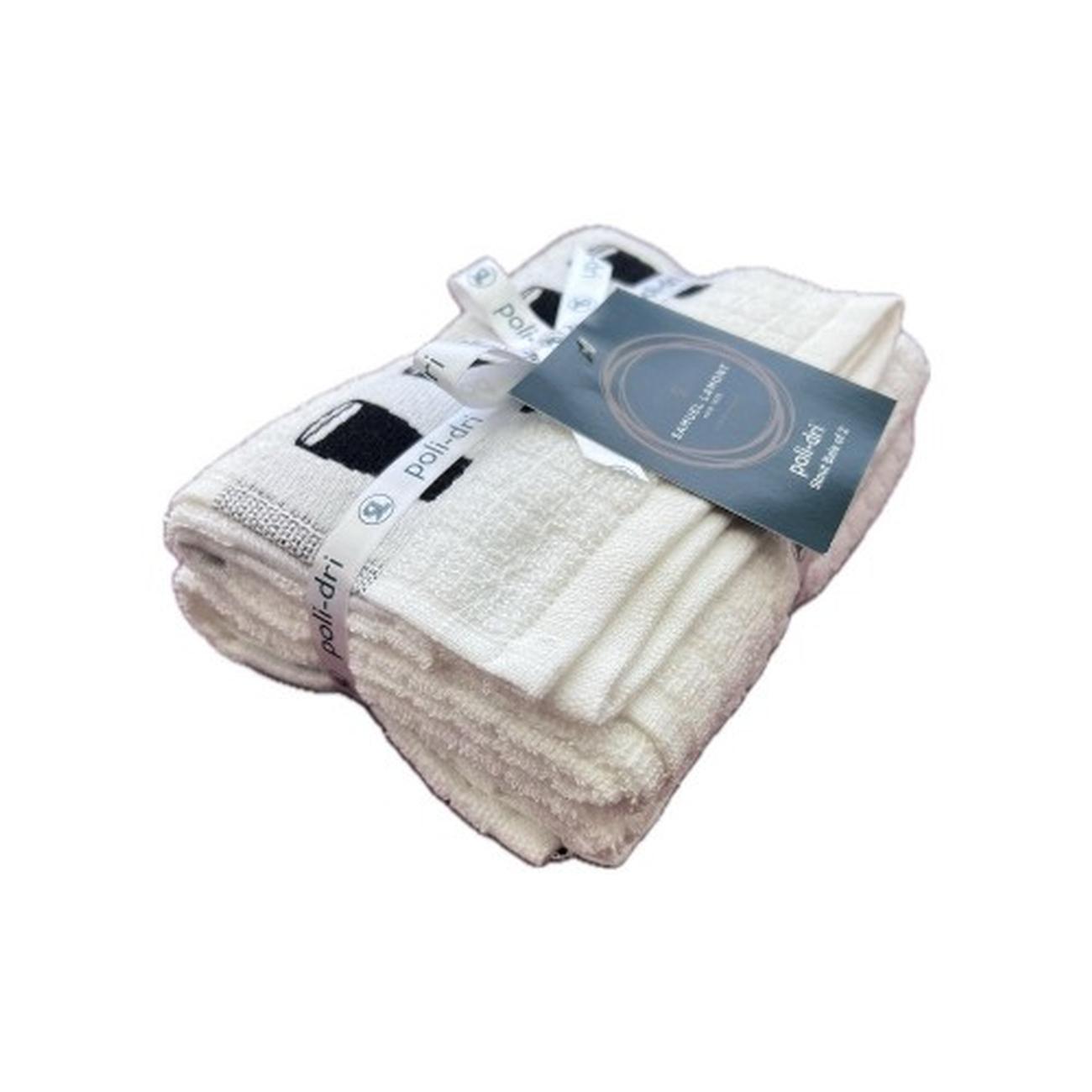 samuel-lamont-polidri-tea-towel-white-black-stout-jacquard-set-of-2 - Samuel Lamont Poli Dri Tea Towel White & Black Stout Jacquard Set of 2