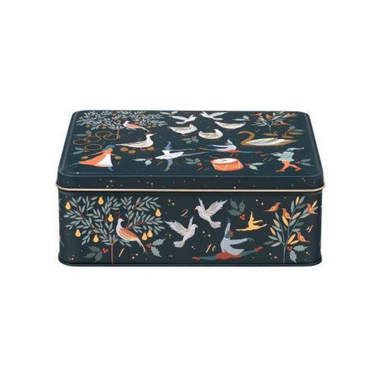 sara-miller-12-days-of-christmas-deep-rectangular-tin - Sara Miller 12 Days of Christmas Deep Rectangular Tin