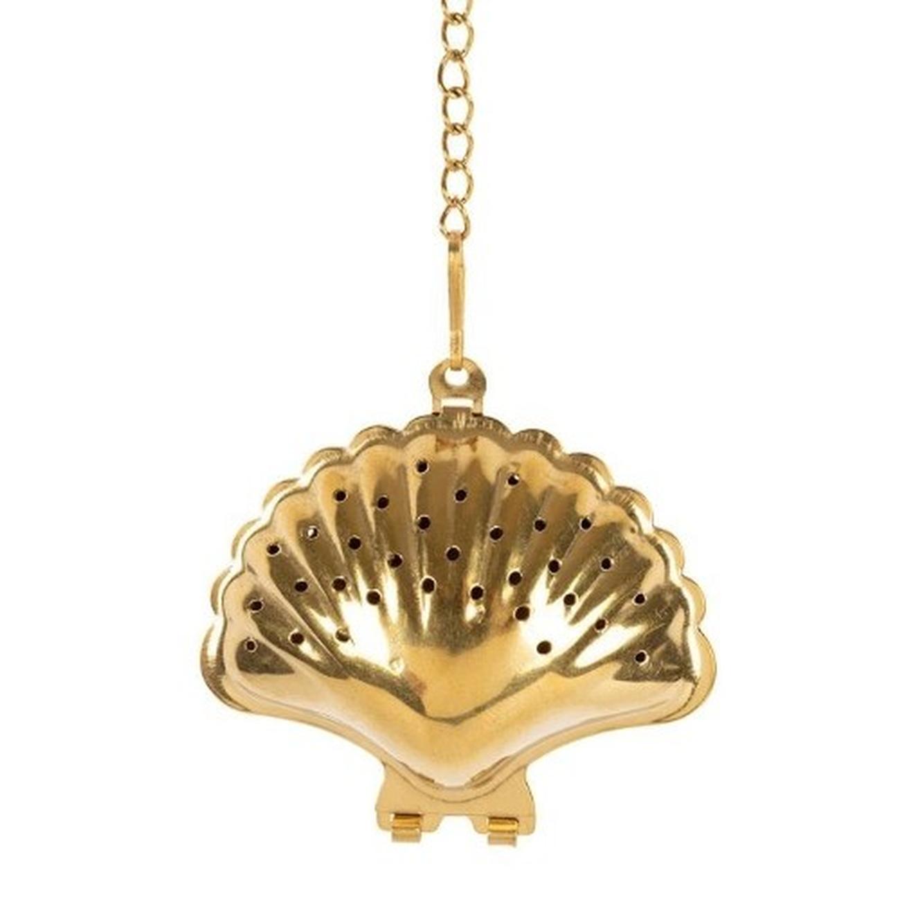 sema-design-tea-infuser-w-chain-golden - Sema Design Golden Shell Tea Infuser 