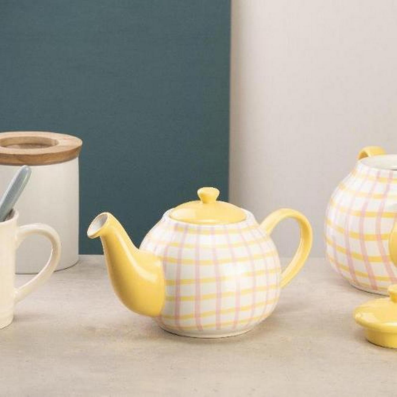 siip-gingham-pink-6-cup-teapot - SIIP Gingham Pink 6 Cup Teapot 