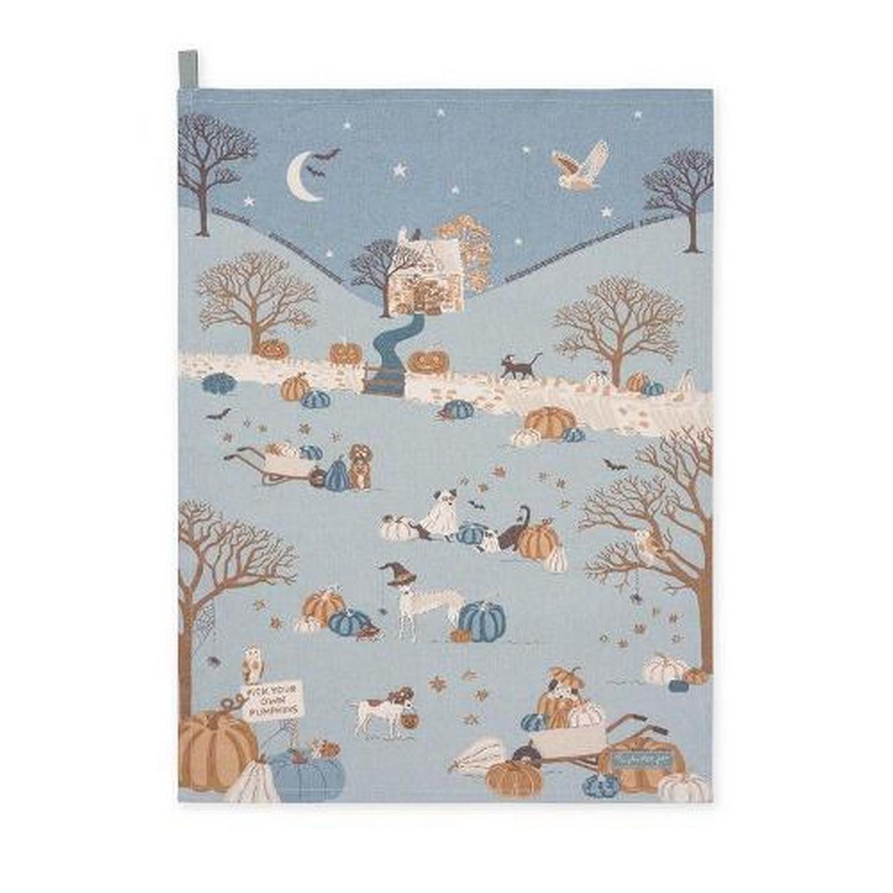 sophie-allport-paws-pumpkins-scene-tea-towel - Sophie Allport Paws & Pumpkins Scene Tea Towel