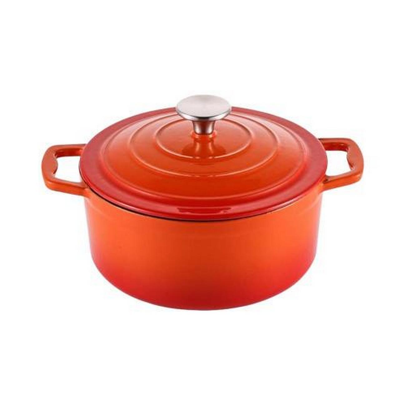 steelex-round-cast-iron-casserole-orange-25cm - Steelex Round Cast Iron Casserole Orange 25cm