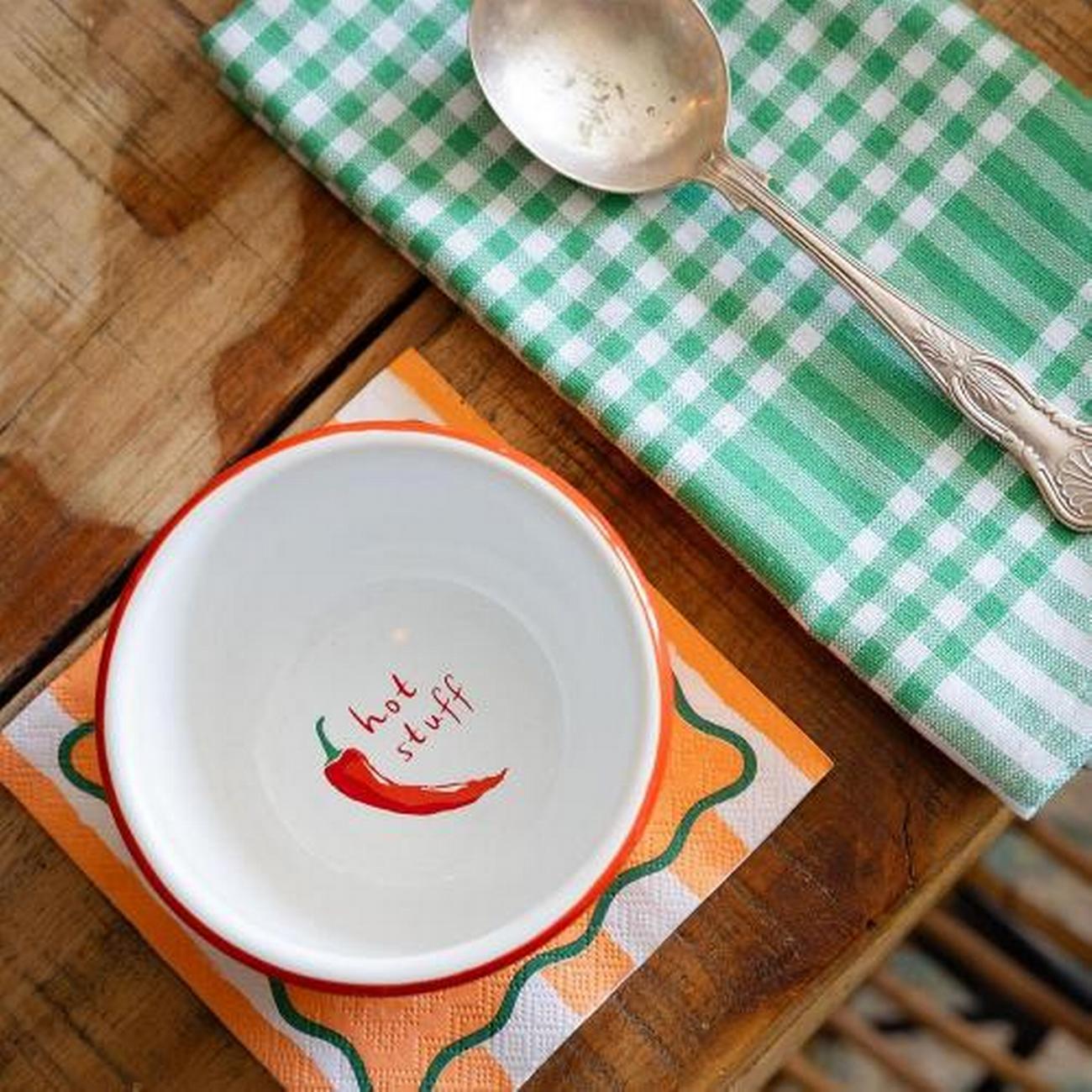 talking-tables-bon-amour-enamel-bowl-10cm - Talking Tables Bon Amour Enamel Bowl Chilli 10cm
