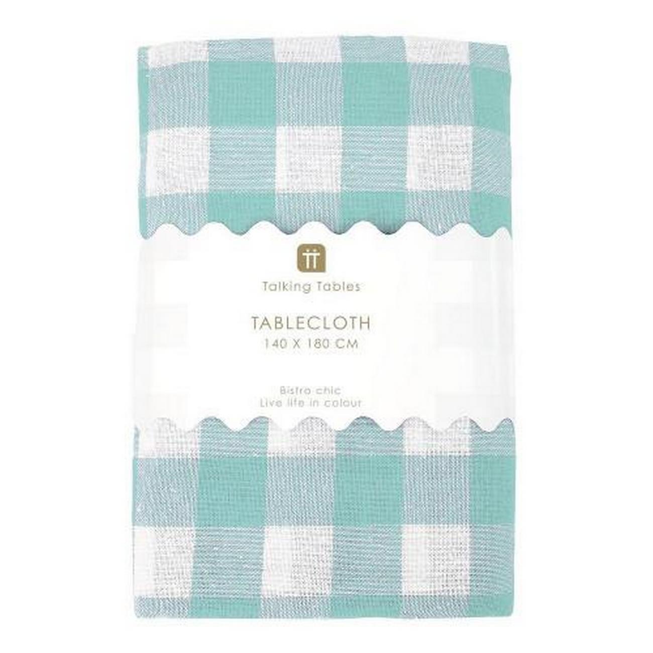 talking-tables-bon-apetit-gingham-fabric-tablecloth-mint - Talking Tables Bon Appetit Mint Green & White Fabric Gingham Tablecloth
