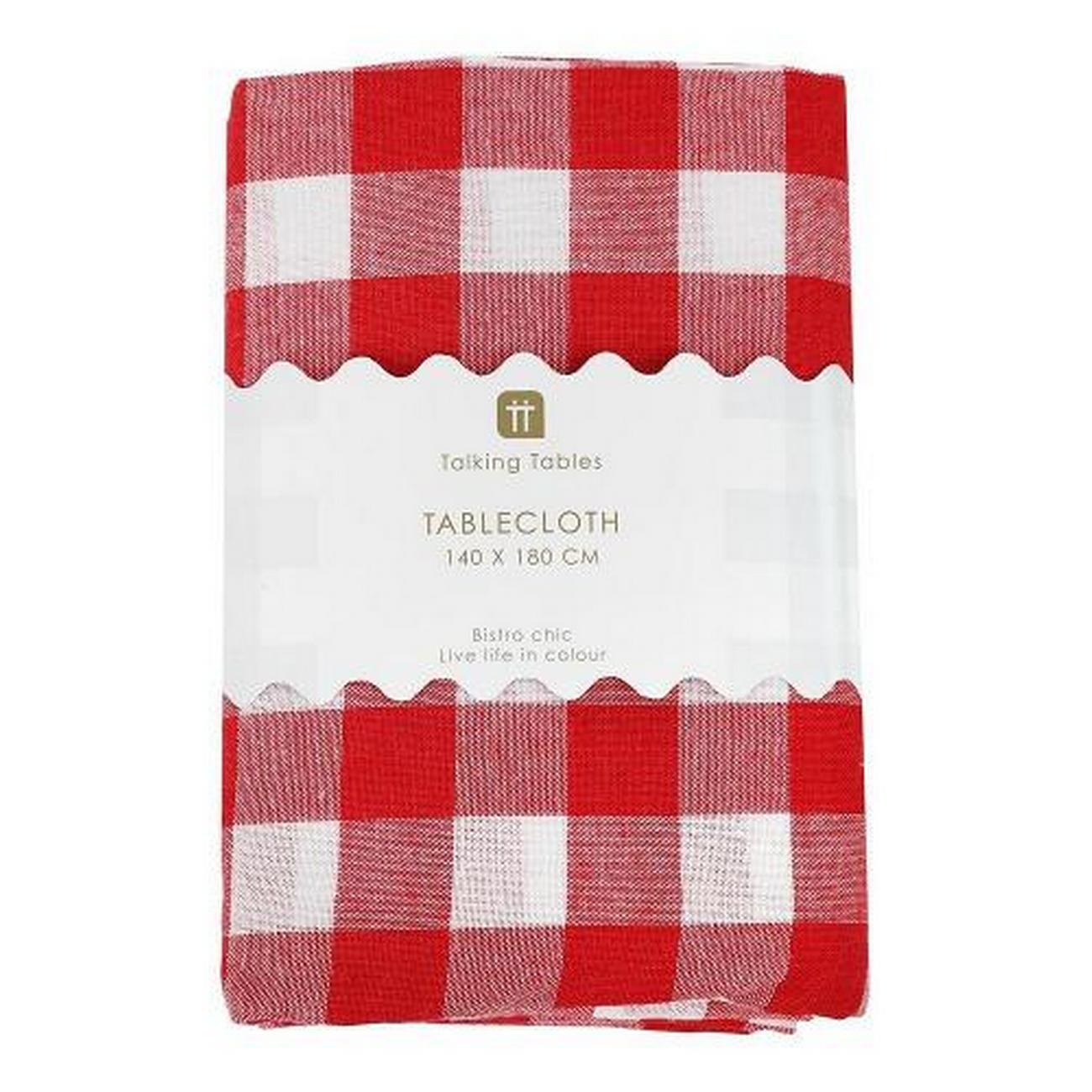 talking-tables-bon-apetit-gingham-fabric-tablecloth-red - Talking Tables Bon Appetit Red & White Fabric Gingham Tablecloth