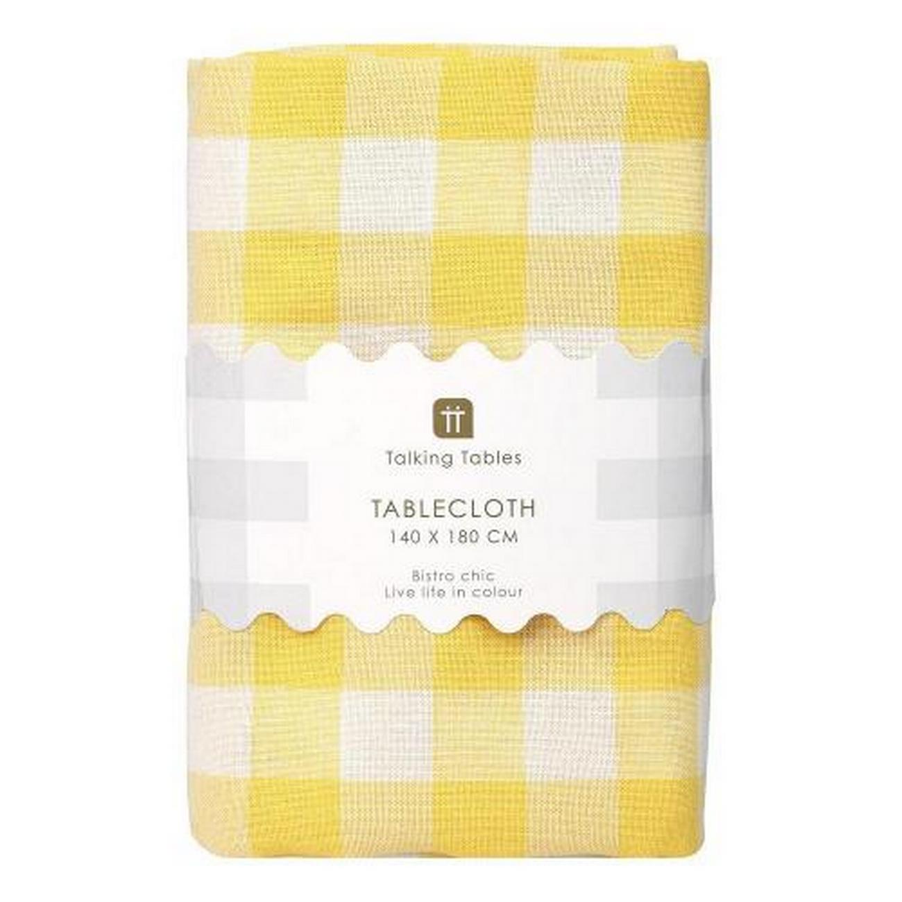 talking-tables-bon-appetit-yellow-white-fabric-gingham-tablecloth - Talking Tables Bon Appetit Yellow & White Fabric Gingham Tablecloth