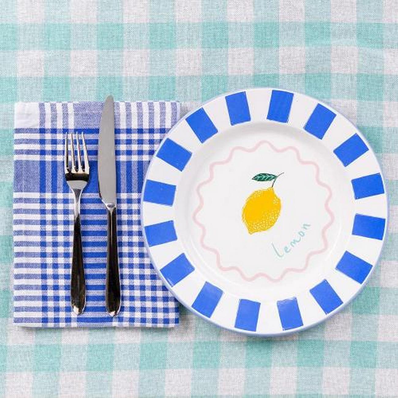 talking-tables-bon-appetit-blue-white-gingham-teatowel-napkin - Talking Tables Bon Appetit Blue & White Gingham Tea Towels-Napkins