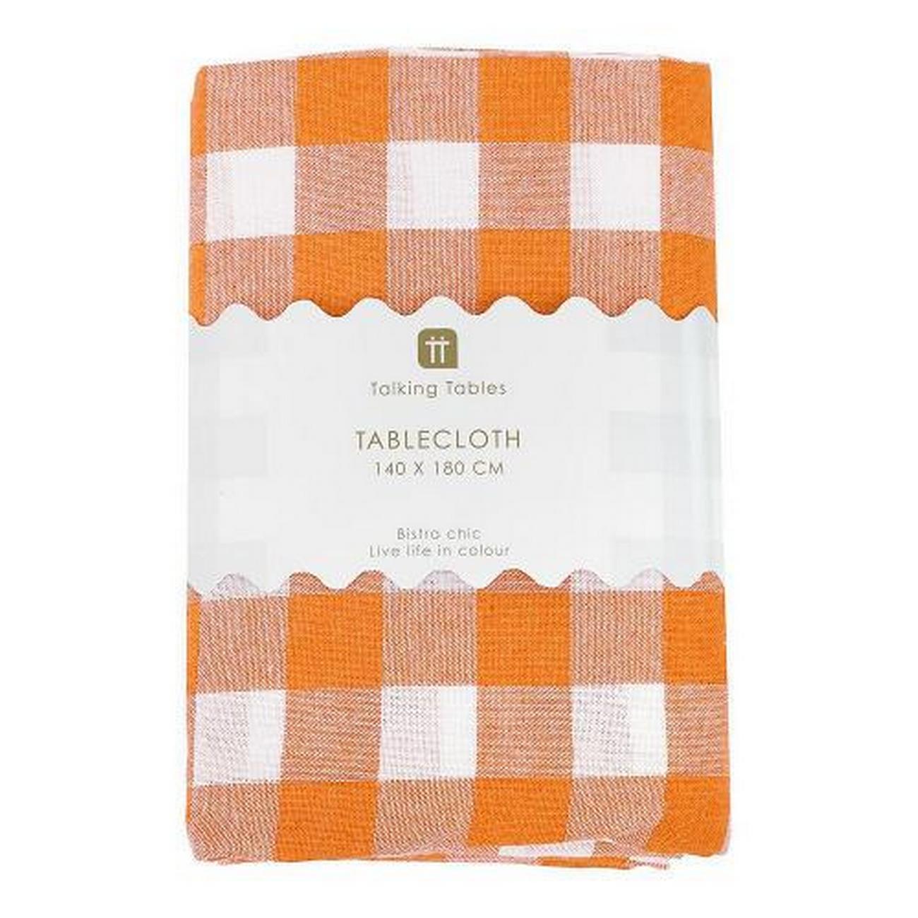 talking-tables-bon-appetit-orange-fabric-gingham-tablecloth - Talking Tables Bon Appetit Orange Fabric Gingham Tablecloth