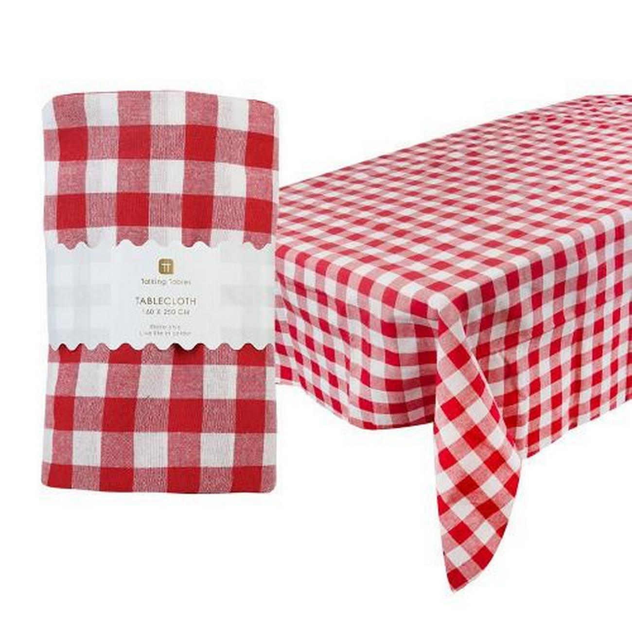 talking-tables-bon-appetit-red-white-fabric-gingham-tablecloth - Talking Tables Bon Appetit Red & White Fabric Gingham Tablecloth