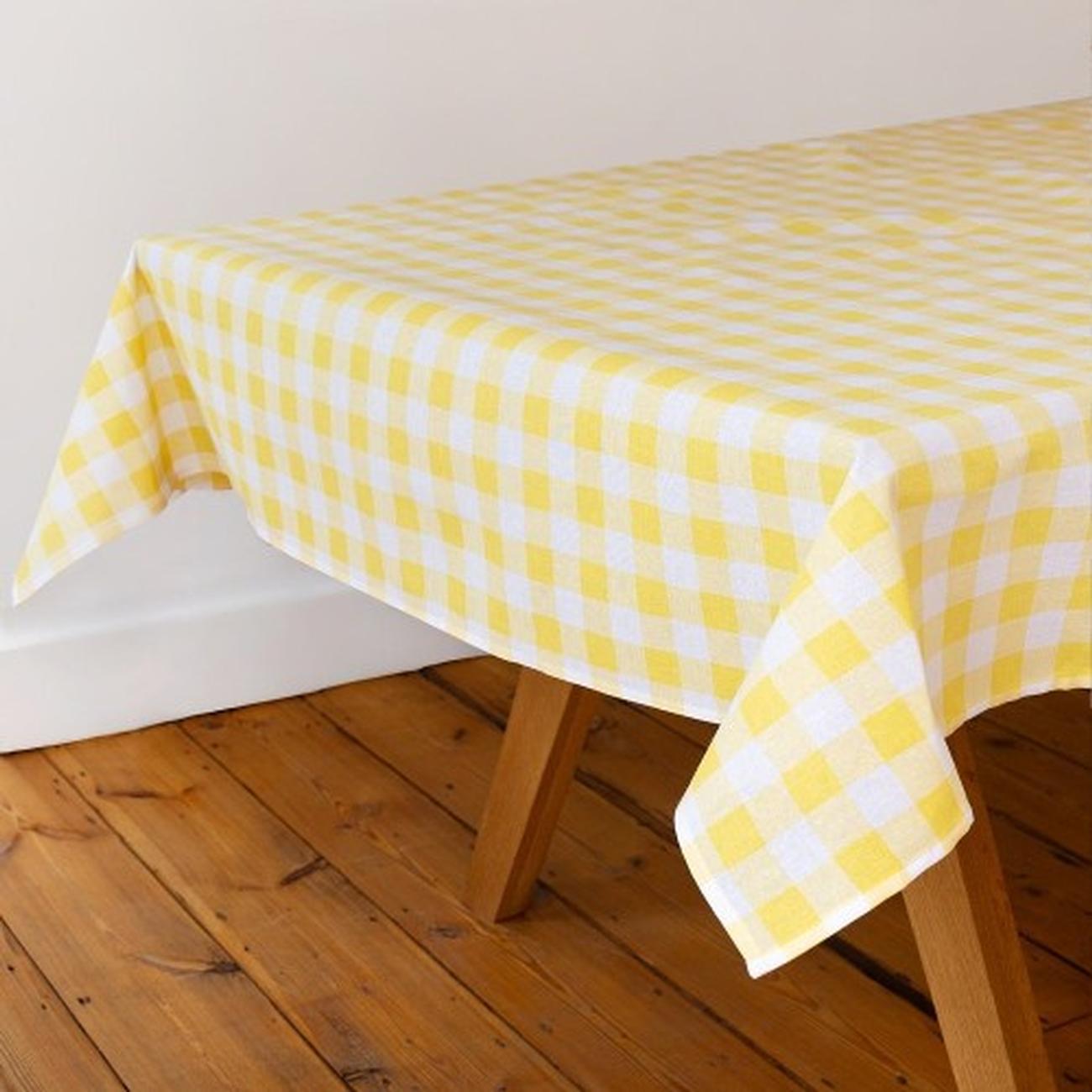 talking-tables-bon-appetit-yellow-white-fabric-gingham-tablecloth - Talking Tables Bon Appetit Yellow & White Fabric Gingham Tablecloth