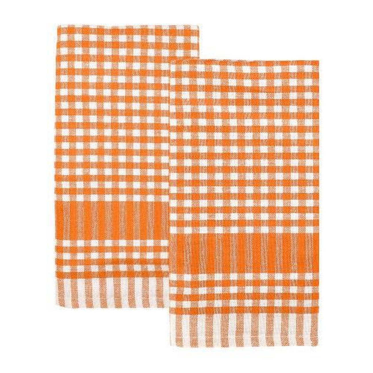 talking-tables-orange-white-fabric-gingham-napkins-tea-towels-2-pack - Talking Tables Orange & White Fabric Gingham Napkins-Tea Towels 2 Pack