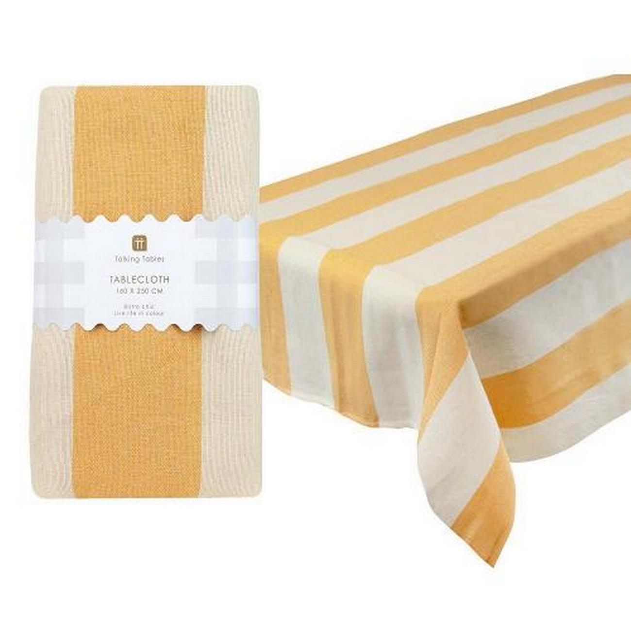 talking-tables-tablecloth-cotton-yellow-stripe - Talking Tables Tablecloth Cotton Yellow Stripe