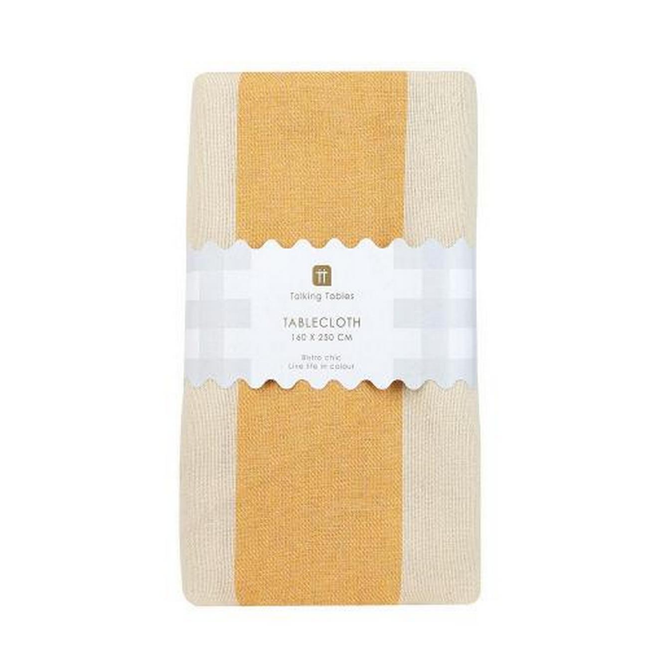 talking-tables-tablecloth-cotton-yellow-stripe - Talking Tables Tablecloth Cotton Yellow Stripe