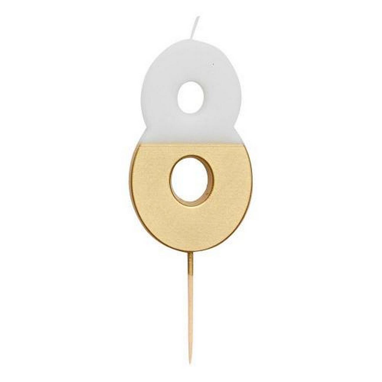 talking-tables-white-gold-birthday-number-8 - Talking Tables White & Gold Birthday Number Candle 8