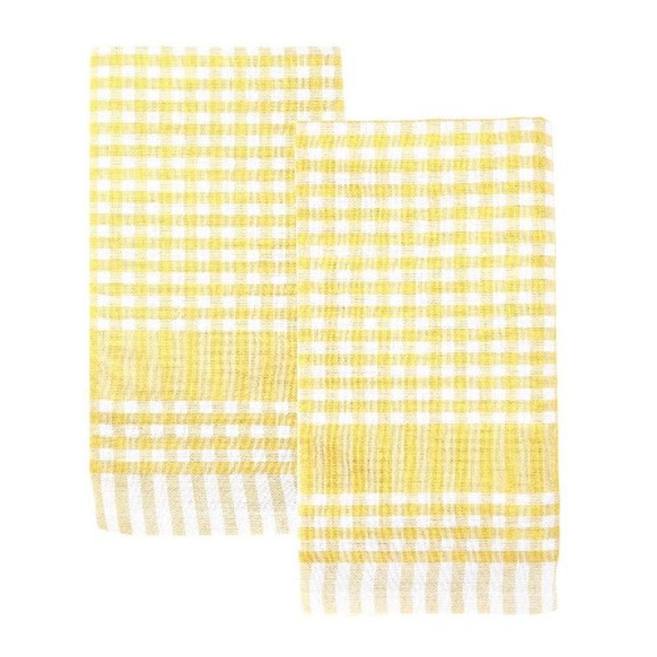 talking-tables-yellow-white-gingham-napkins-2-pack - Talking Tables Bon Appetit Yellow & White Fabric Gingham Napkins-Tea Towels 2 Pack