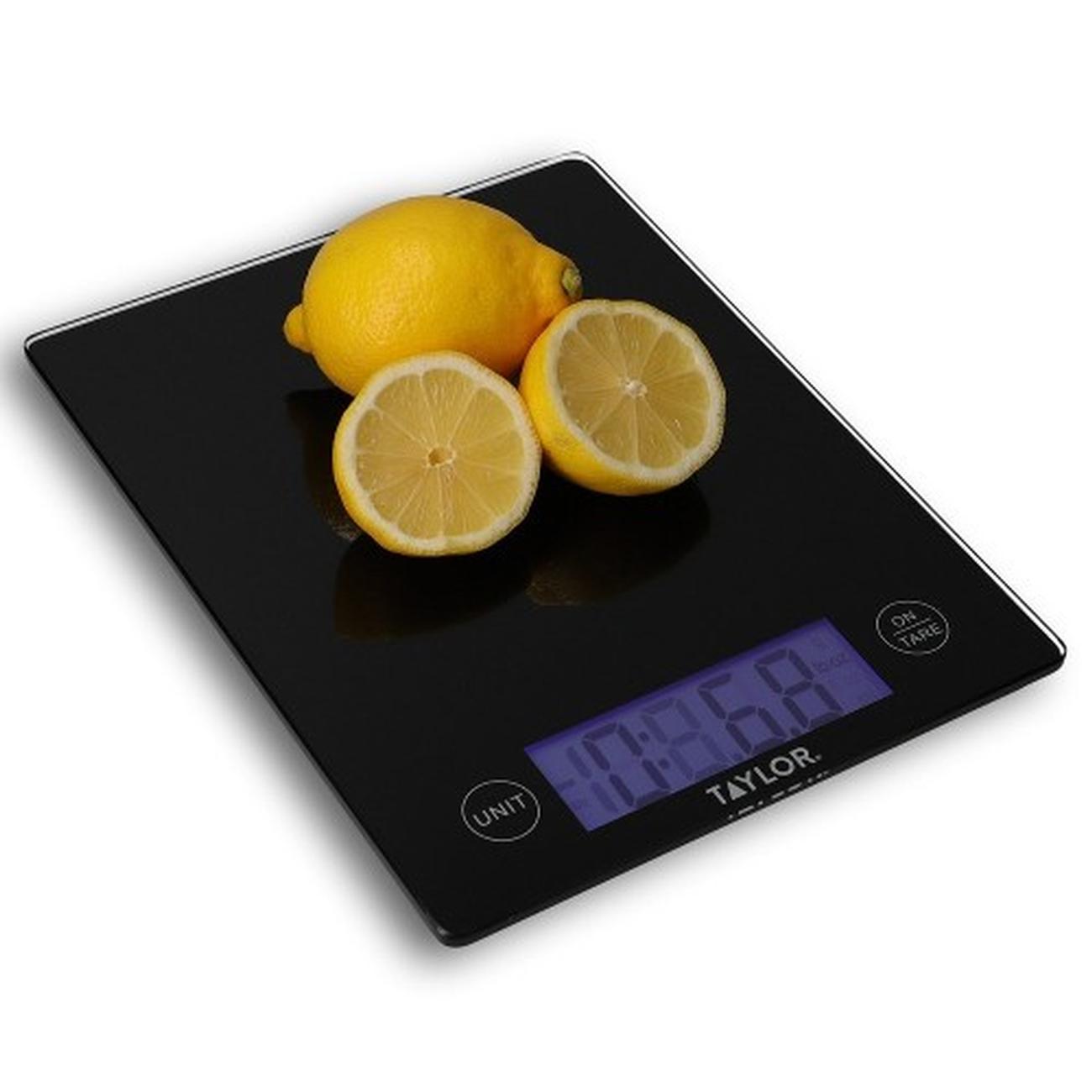 taylor-digital-dual-glass-kitchen-scale-black-5kg - Taylor Digital Dual Glass Kitchen Scale Black 5KG