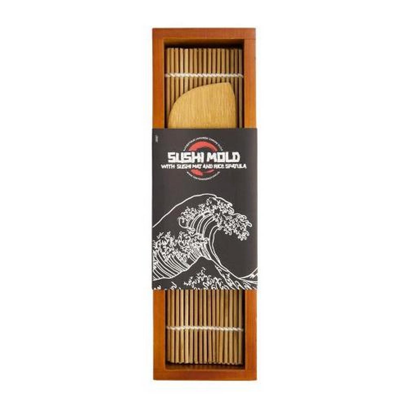 tokyo-design-studio-wooden-sushi-mould-with-mat-paddle - Tokyo Design Studio Wooden Sushi Mould with Mat & Peddle