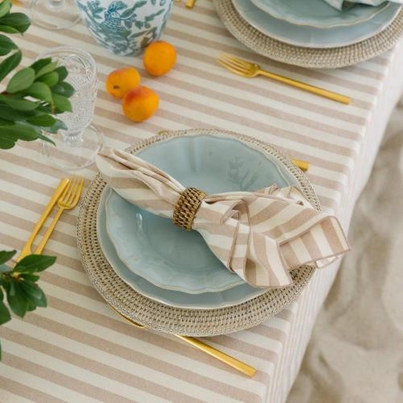 torres-novas-barra-beige-stripe-napkins-50x50cm - Torres Novas Barra Beige Stripe Napkins Set of 4
