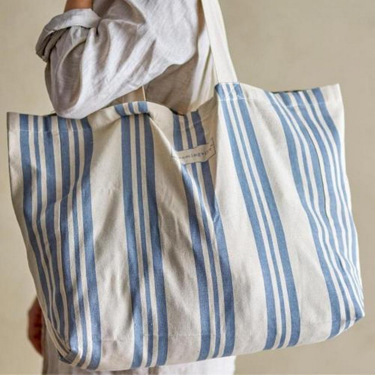 trina-shopping-bag-blue-cotton - Trina Blue Cotton Shopping Bag 