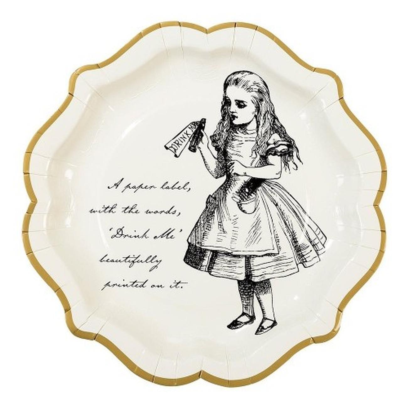 truly-alice-medium-plate-pk-12 - Truly Alice Mad Hatter Paper Party Plates 12 pk