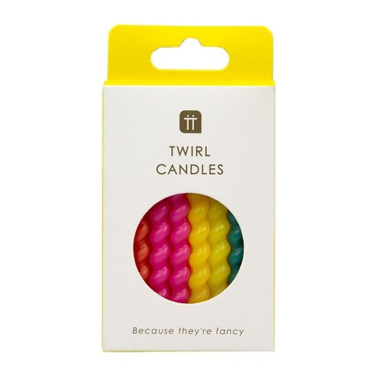 tt-bright-twirl-birthday-candles-8pk - Talking Tables Colourful Bright Twirl Birthday Candles 8pk