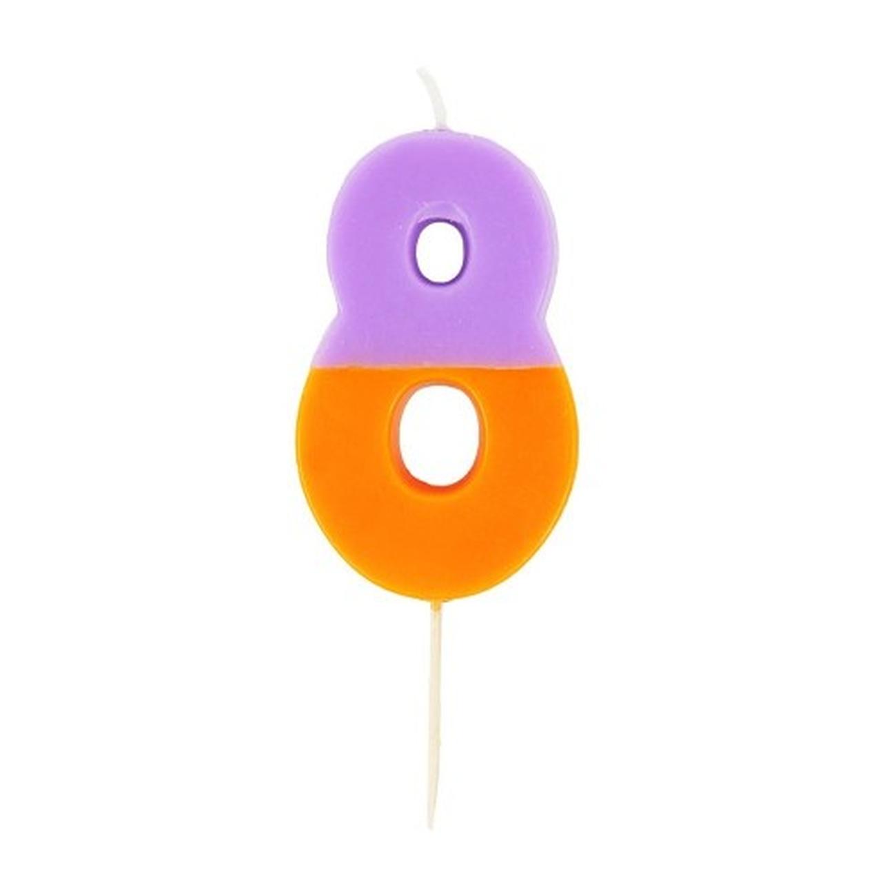 tt-orange-8-we-heart-bdays-candle-number - TT Orange & Purple Number 8 Birthday Candle