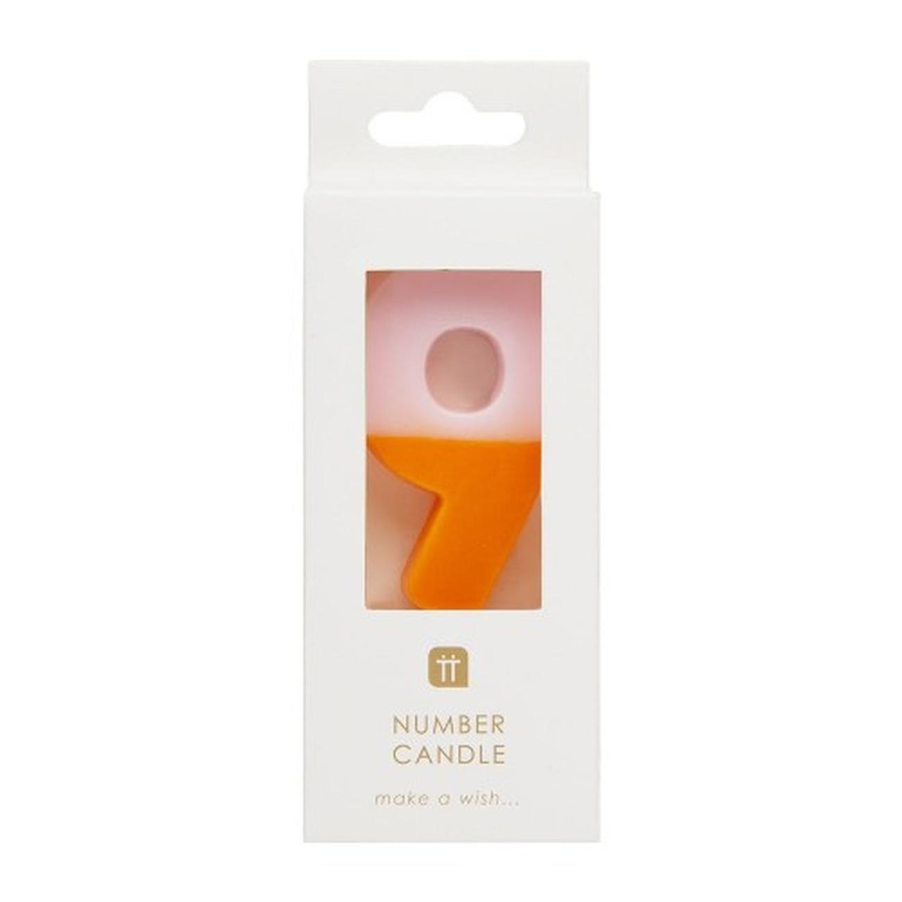 tt-orange-9-we-heart-bdays-candle-number - TT Orange & Light Pink Number 9 Birthday Candle