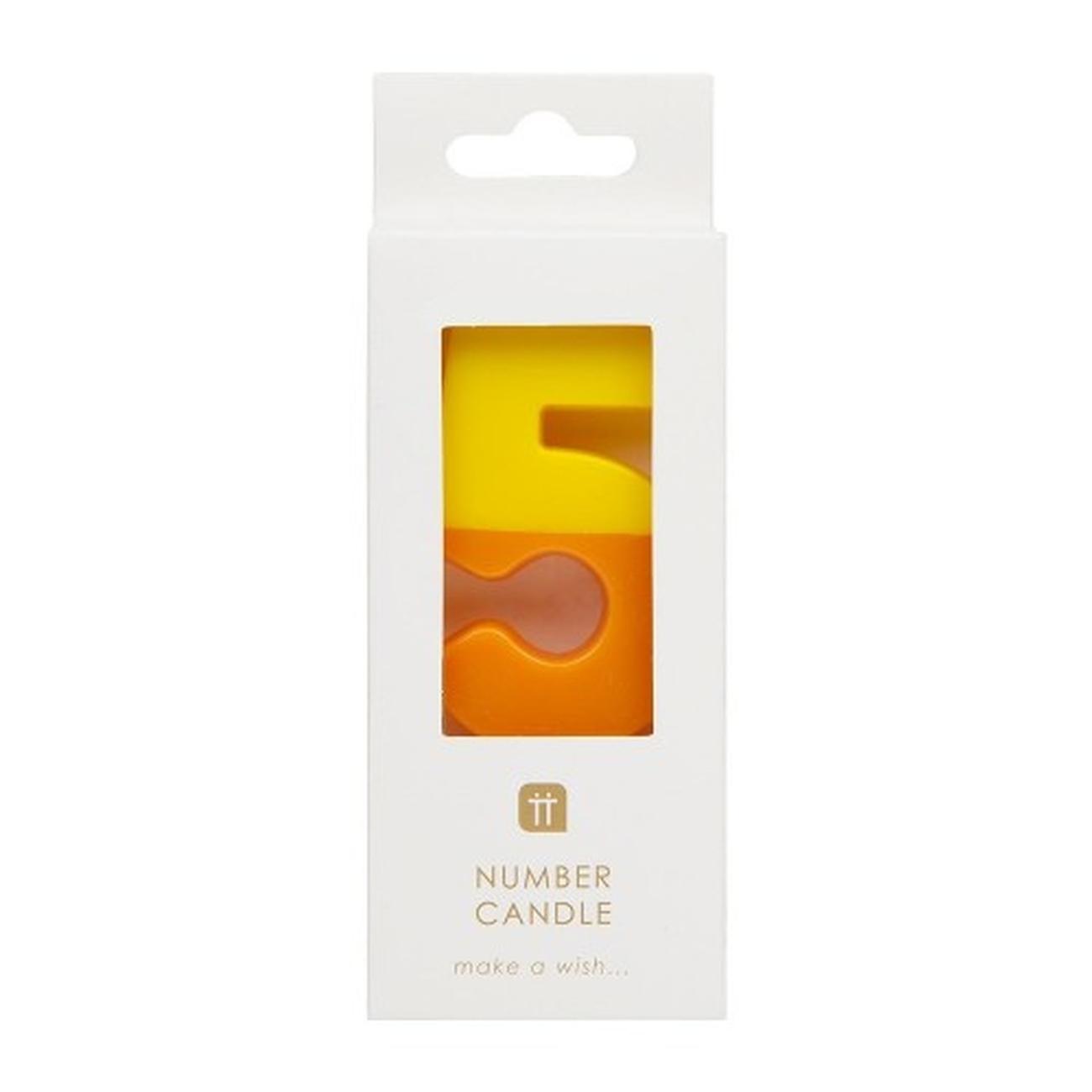 tt-orange-yellow-5-we-heart-bdays-candle-number - TT Orange & Yellow Number 5 Birthday Candle