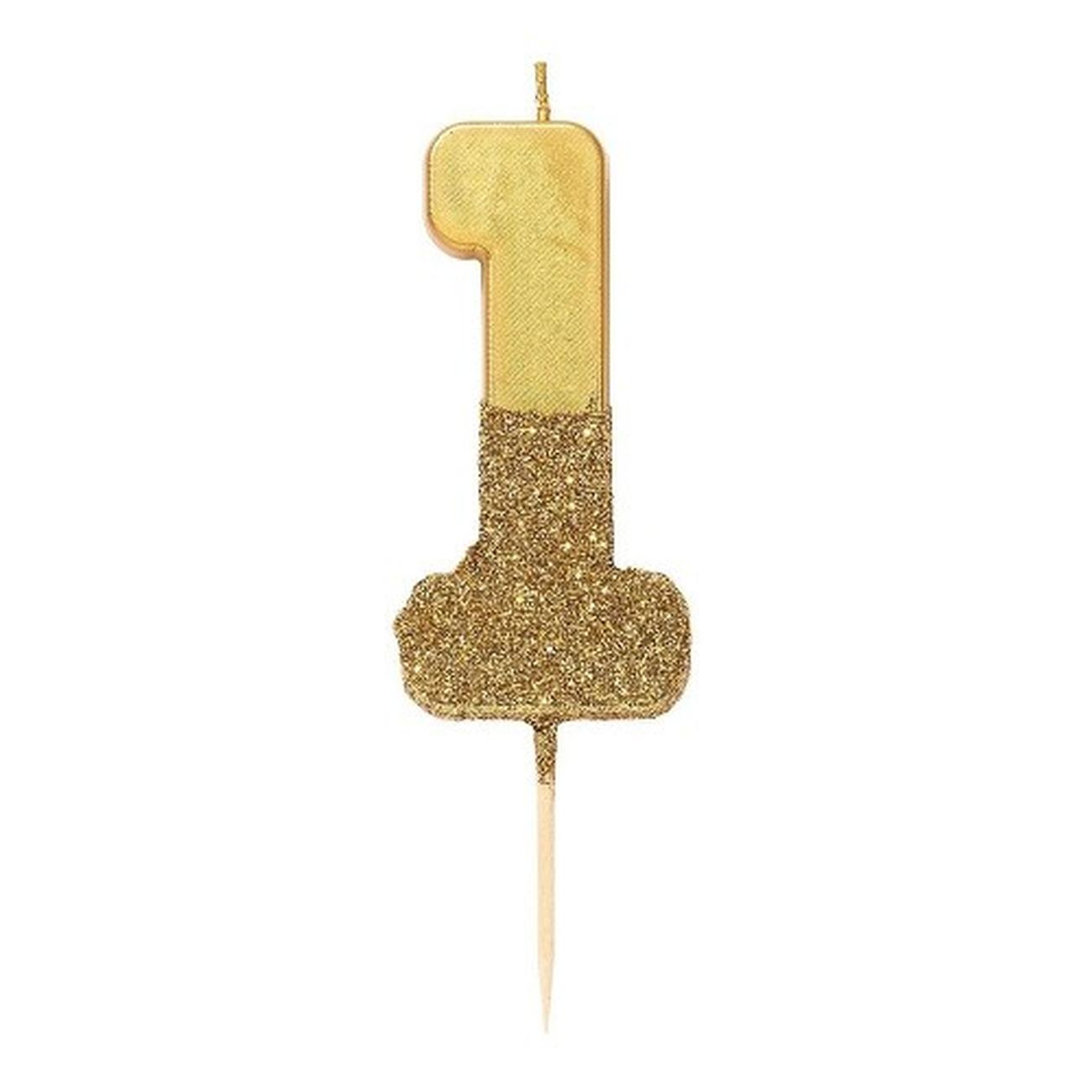 tt-we-heart-birthdays-gold-glitter-number-1-candle - TT We Heart Birthdays Gold Glitter Number 1 Candle