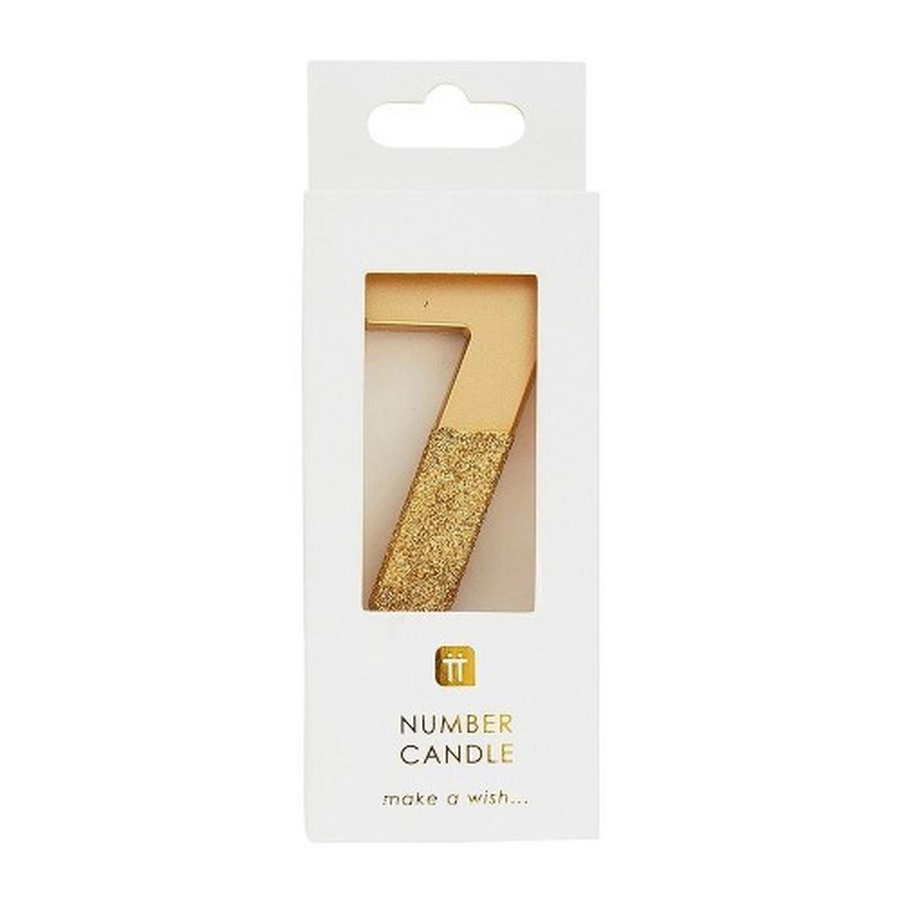 tt-we-heart-birthdays-gold-glitter-number-7-candle - TT We Heart Birthdays Gold Glitter Number 7 Candle
